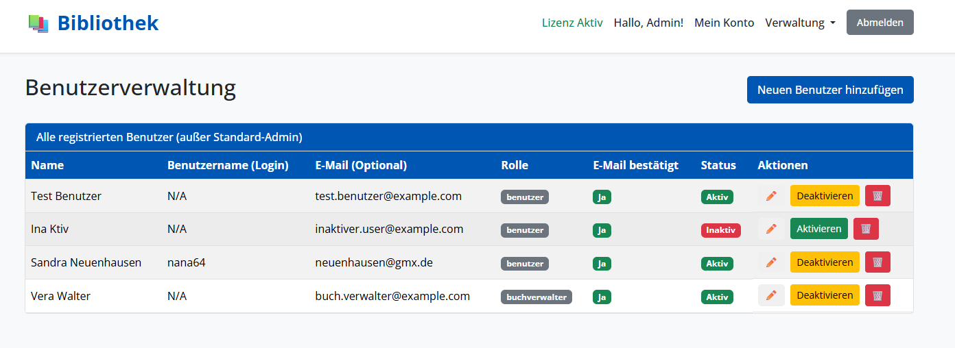 Benutzerverwaltung Screenshot